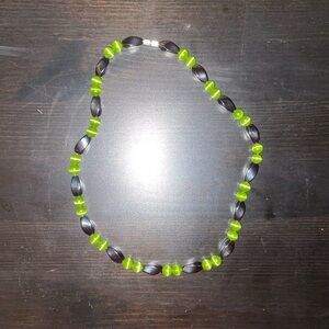 Chic Black and Green Beaded Necklace